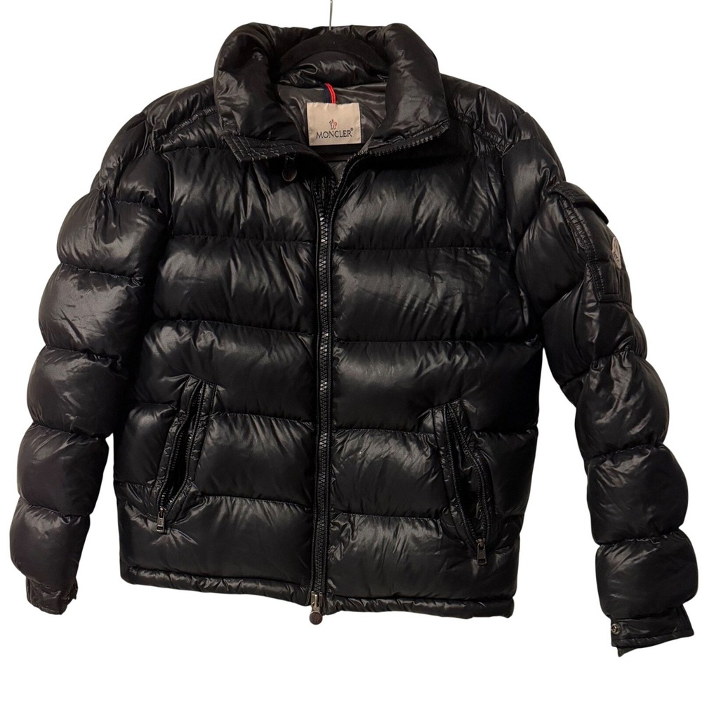 Moncler Puffer Jacket Mens Black Maya Style Glossy Down Quilted Coat Repair